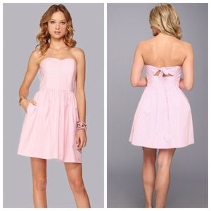 Pink Seersucker Lilly Pulitzer Strapless Dress